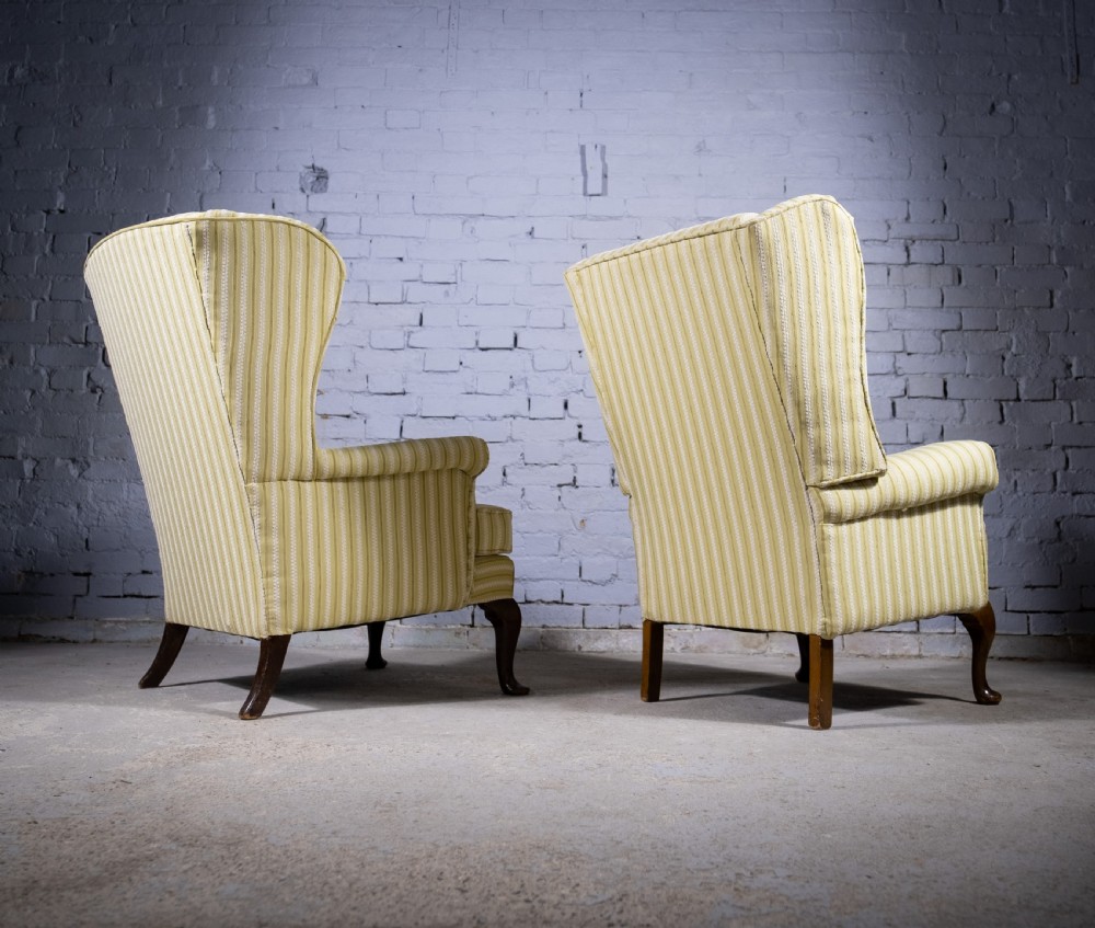 Near Pair Of Early 20th Century Wingback Armchairs. View VIII
