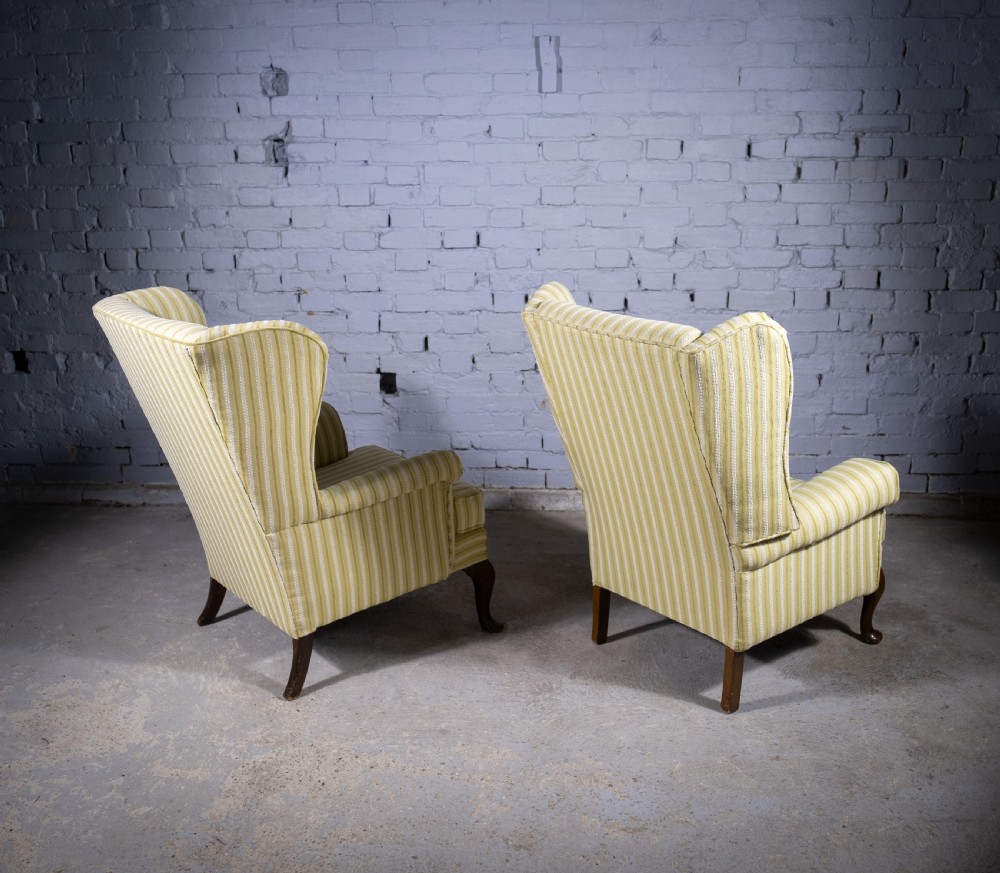 Near Pair Of Early 20th Century Wingback Armchairs. View IX