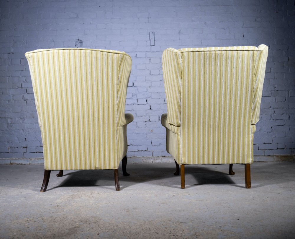 Near Pair Of Early 20th Century Wingback Armchairs. View XI