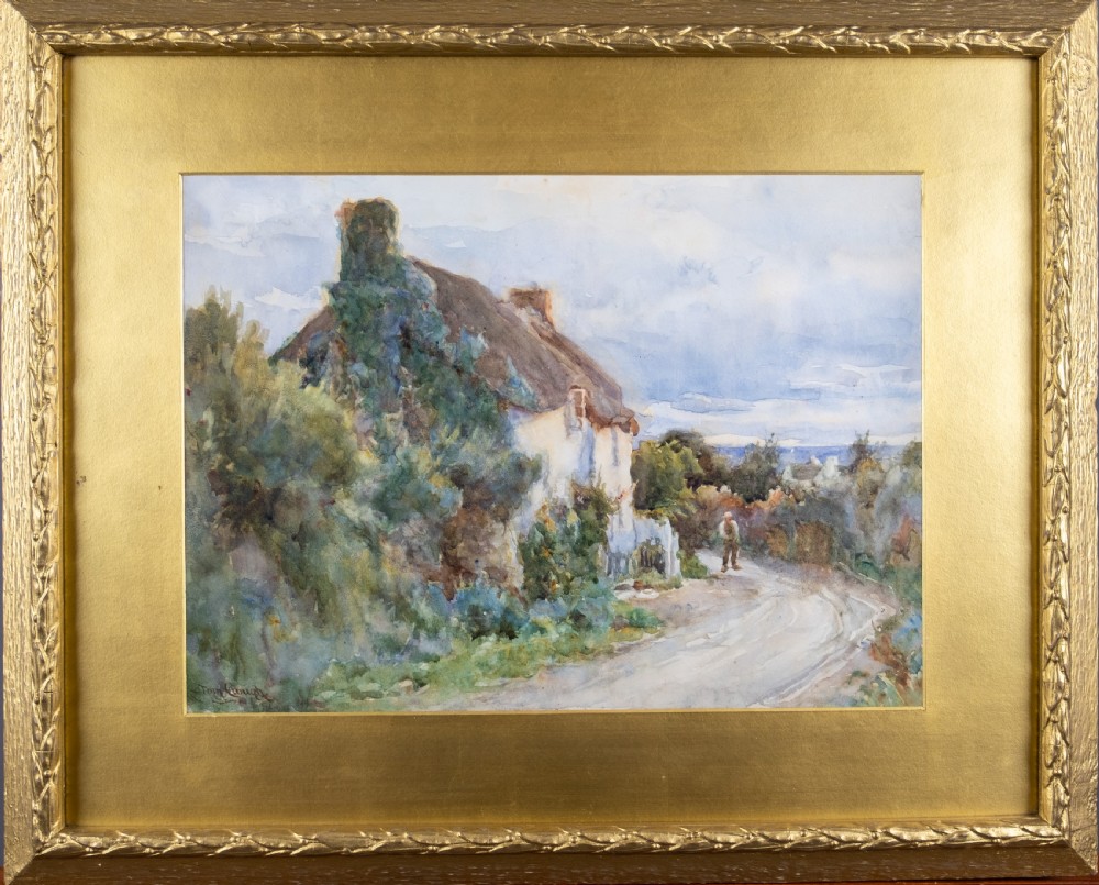 Tom Clough (1867-1943) - Figure On A Country Lane. Watercolour.