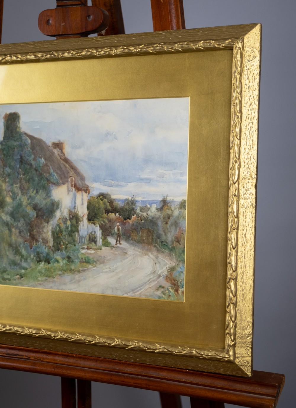 Tom Clough (1867-1943) - Figure On A Country Lane. Watercolour. View VI