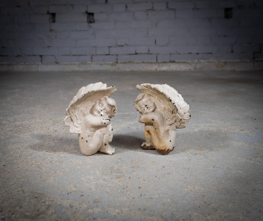 Pair Of 19th Century Victorian Cast Iron Cherubs View II