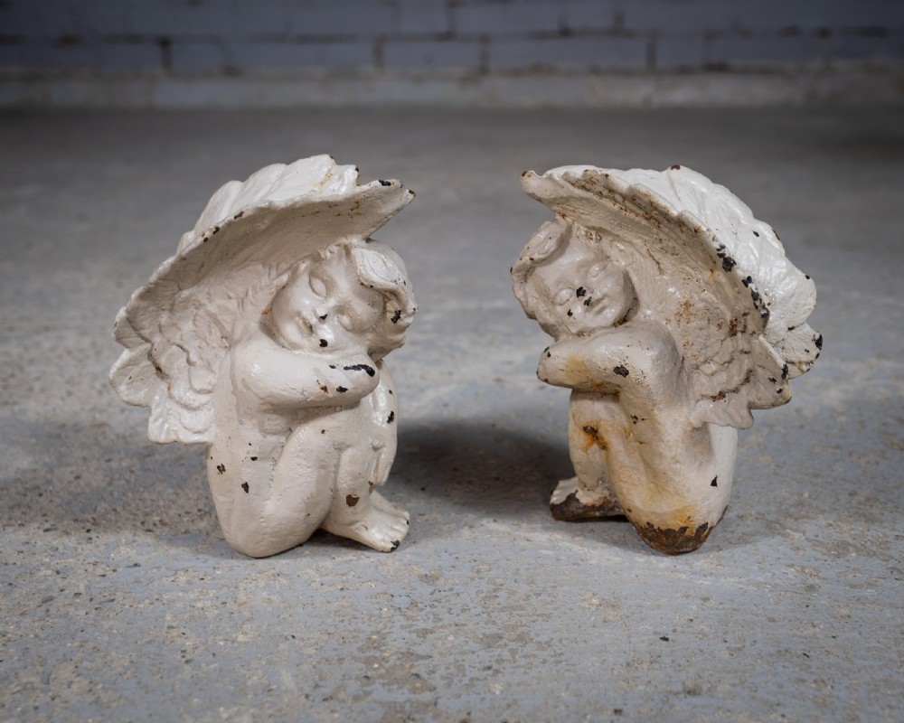Pair Of 19th Century Victorian Cast Iron Cherubs View IV