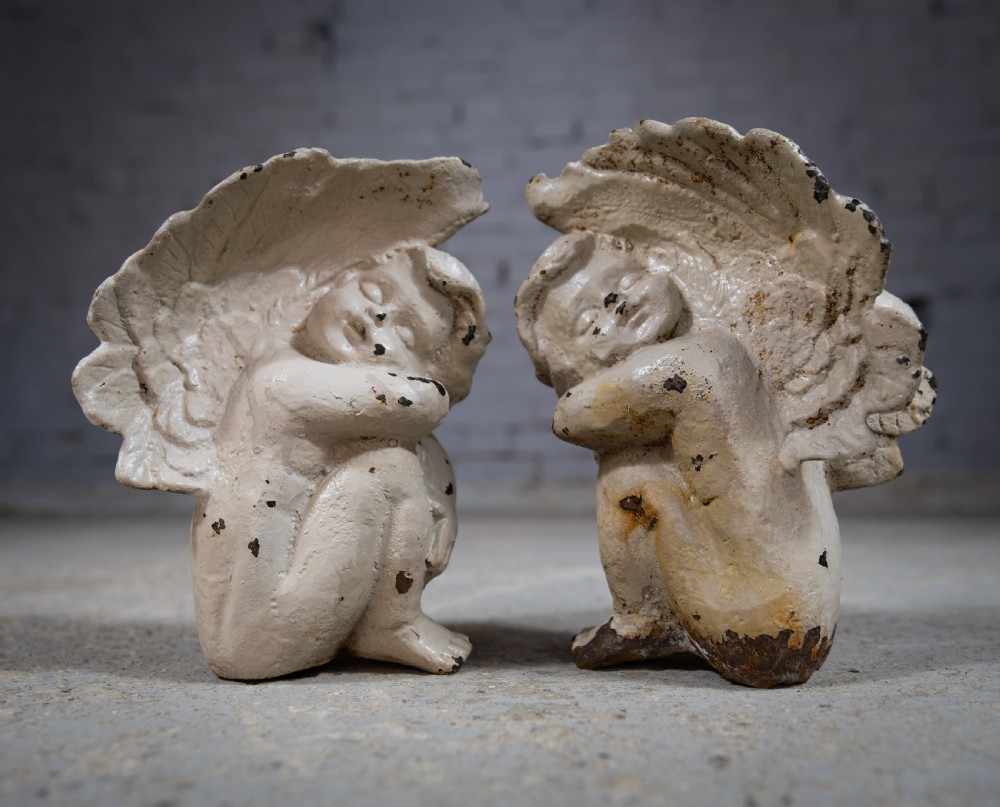 Pair Of 19th Century Victorian Cast Iron Cherubs View V