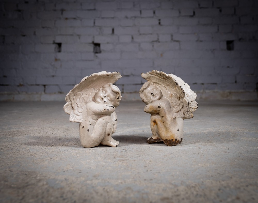 Pair Of 19th Century Victorian Cast Iron Cherubs View VI