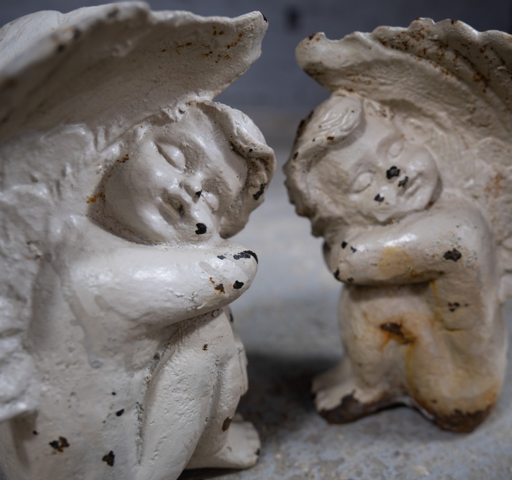 Pair Of 19th Century Victorian Cast Iron Cherubs View VII
