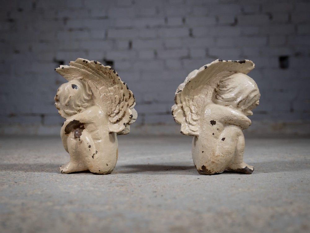 Pair Of 19th Century Victorian Cast Iron Cherubs View X