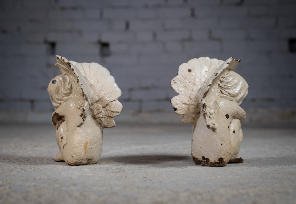 Pair Of 19th Century Victorian Cast Iron Cherubs View XII