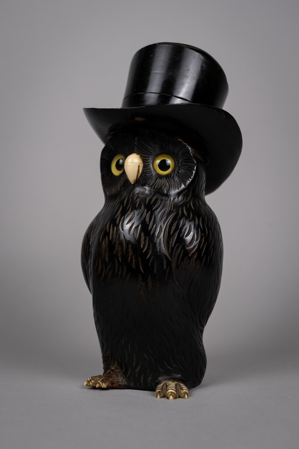 Early 20th Century Novelty Carved Owl Spill Holder View II