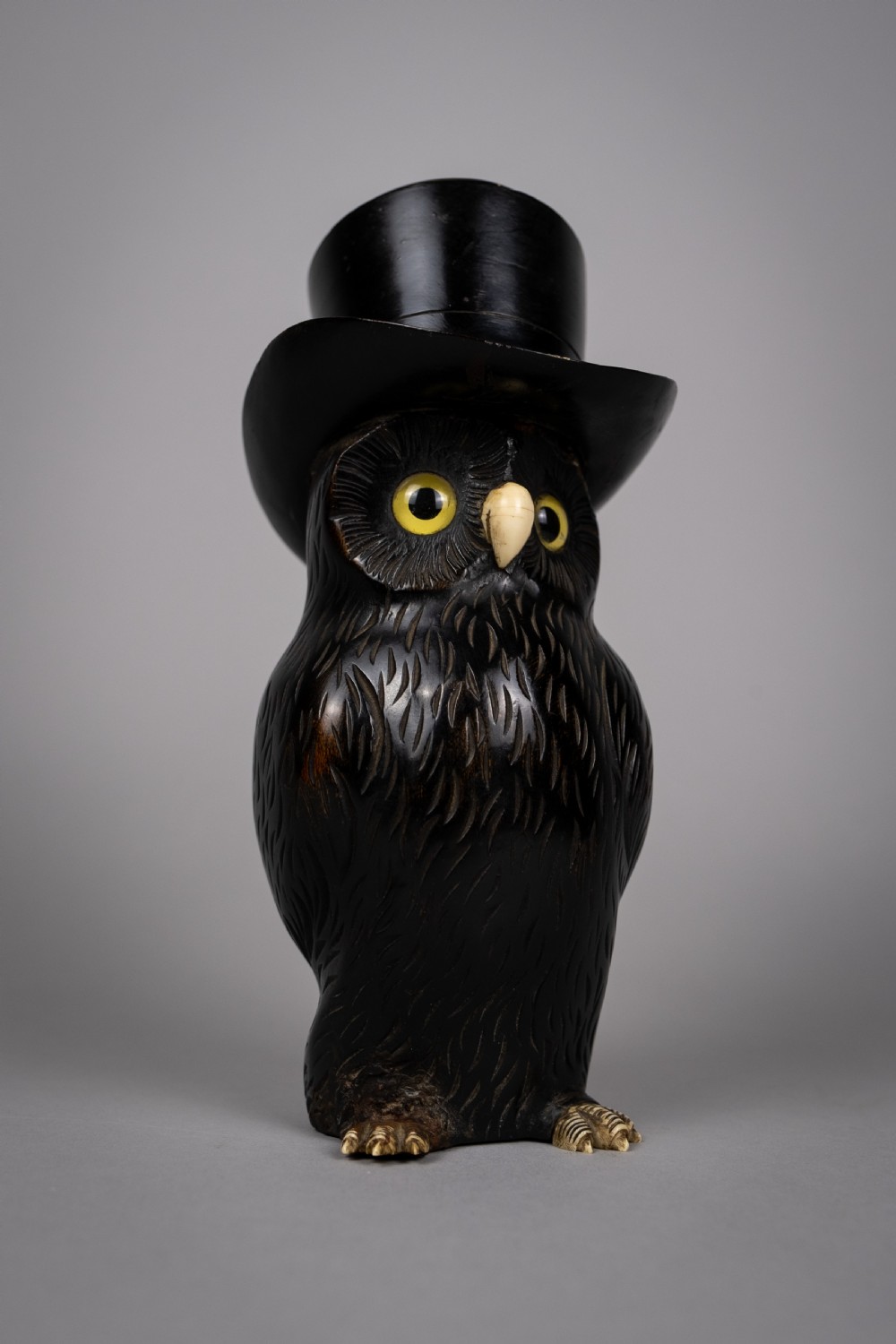 Early 20th Century Novelty Carved Owl Spill Holder View IV