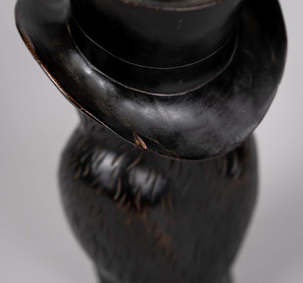 Early 20th Century Novelty Carved Owl Spill Holder View V