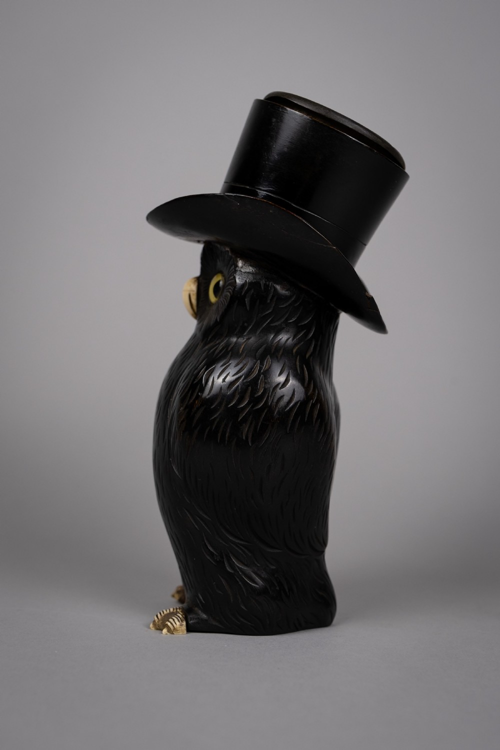 Early 20th Century Novelty Carved Owl Spill Holder View VI