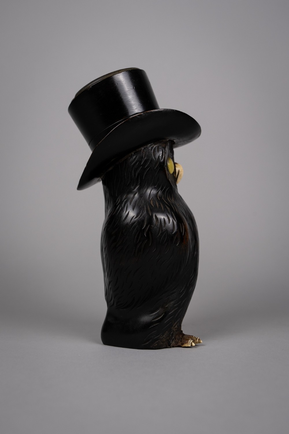 Early 20th Century Novelty Carved Owl Spill Holder View X