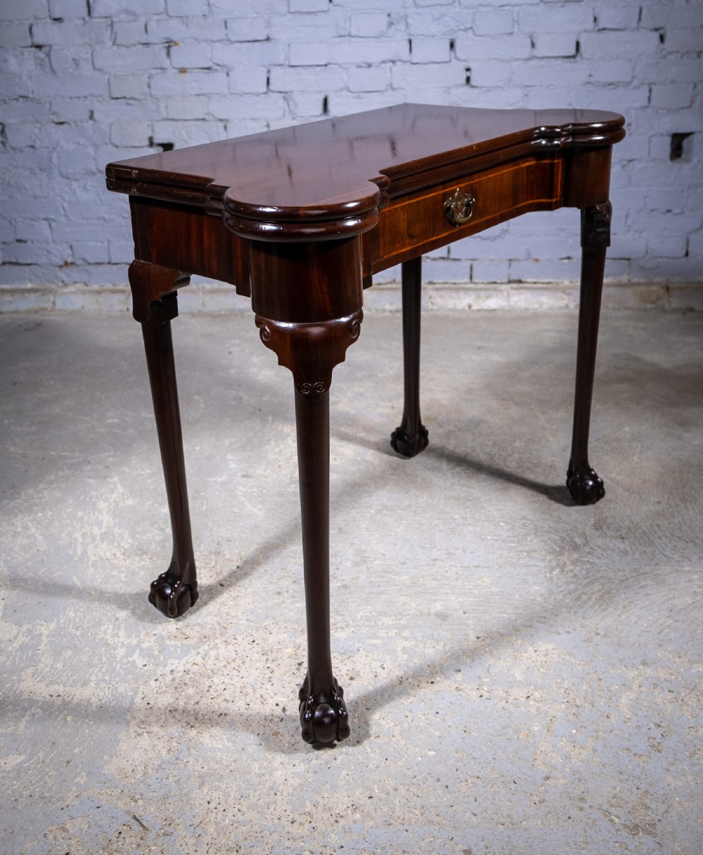 Fine George II Chippendale Period Mahogany Ball & Claw Card Table, c.1750. View IV
