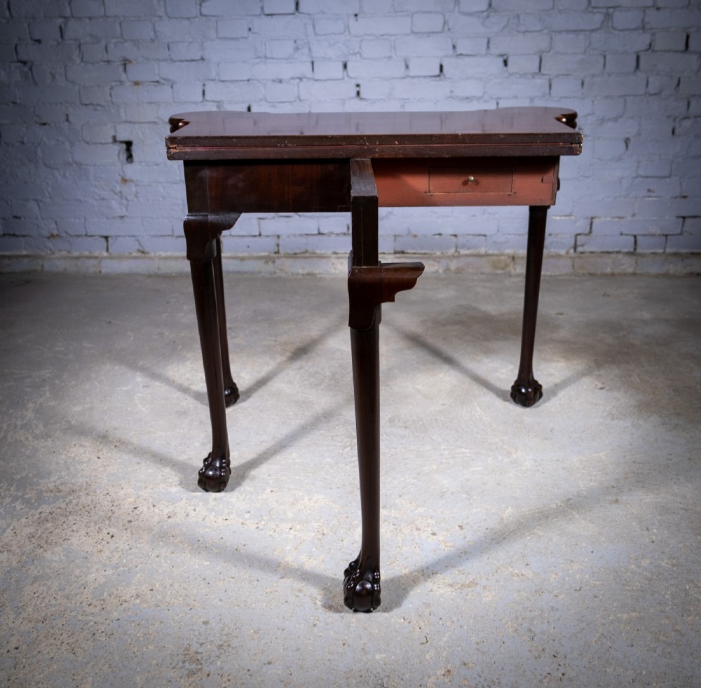 Fine George II Chippendale Period Mahogany Ball & Claw Card Table, c.1750. View IX