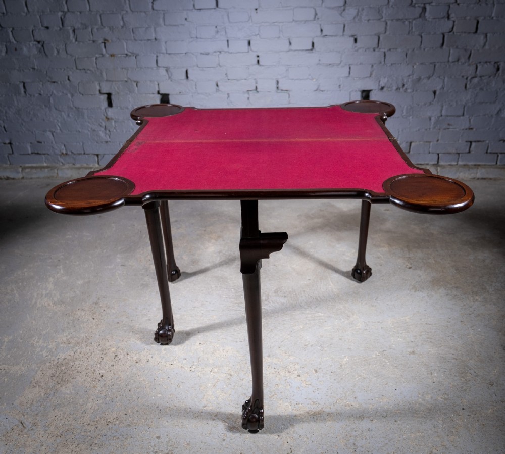 Fine George II Chippendale Period Mahogany Ball & Claw Card Table, c.1750. View XI