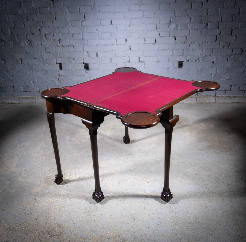 Fine George II Chippendale Period Mahogany Ball & Claw Card Table, c.1750. View XII