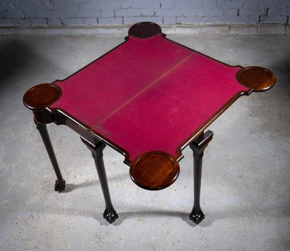 Fine George II Chippendale Period Mahogany Ball & Claw Card Table, c.1750. View XIII