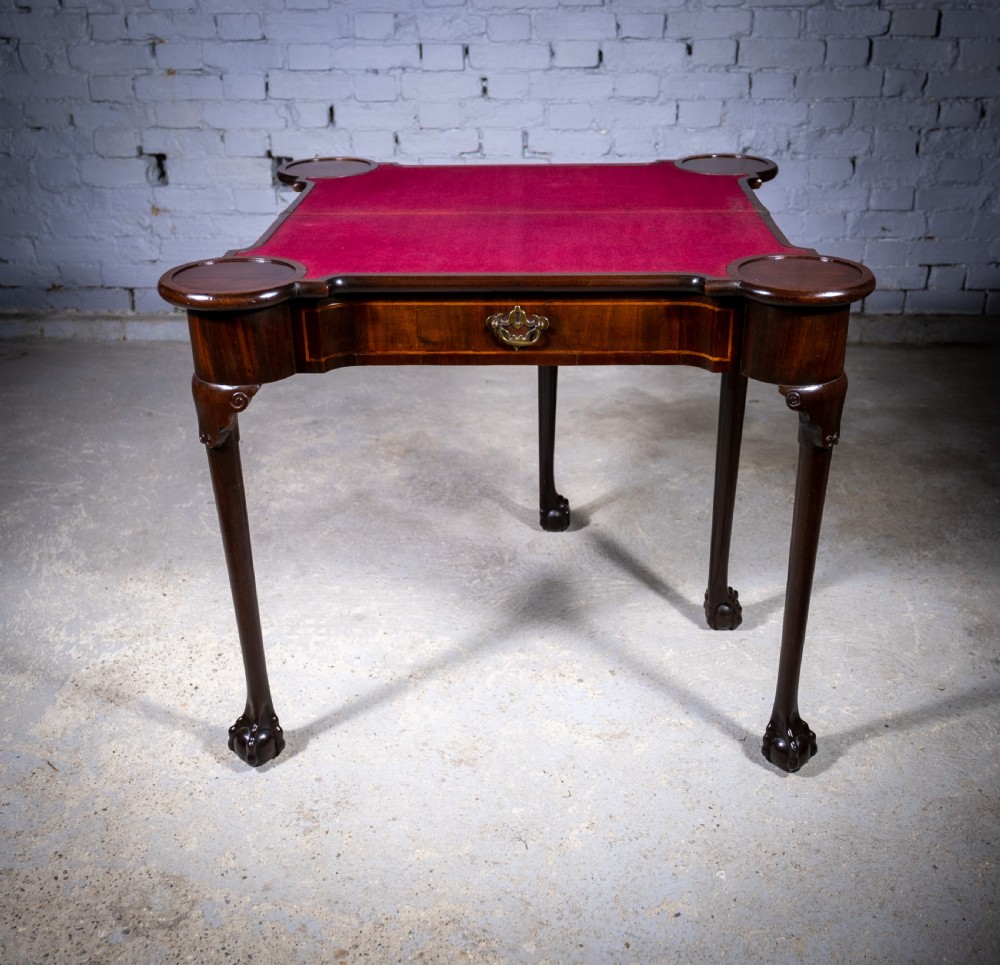 Fine George II Chippendale Period Mahogany Ball & Claw Card Table, c.1750. View XVI