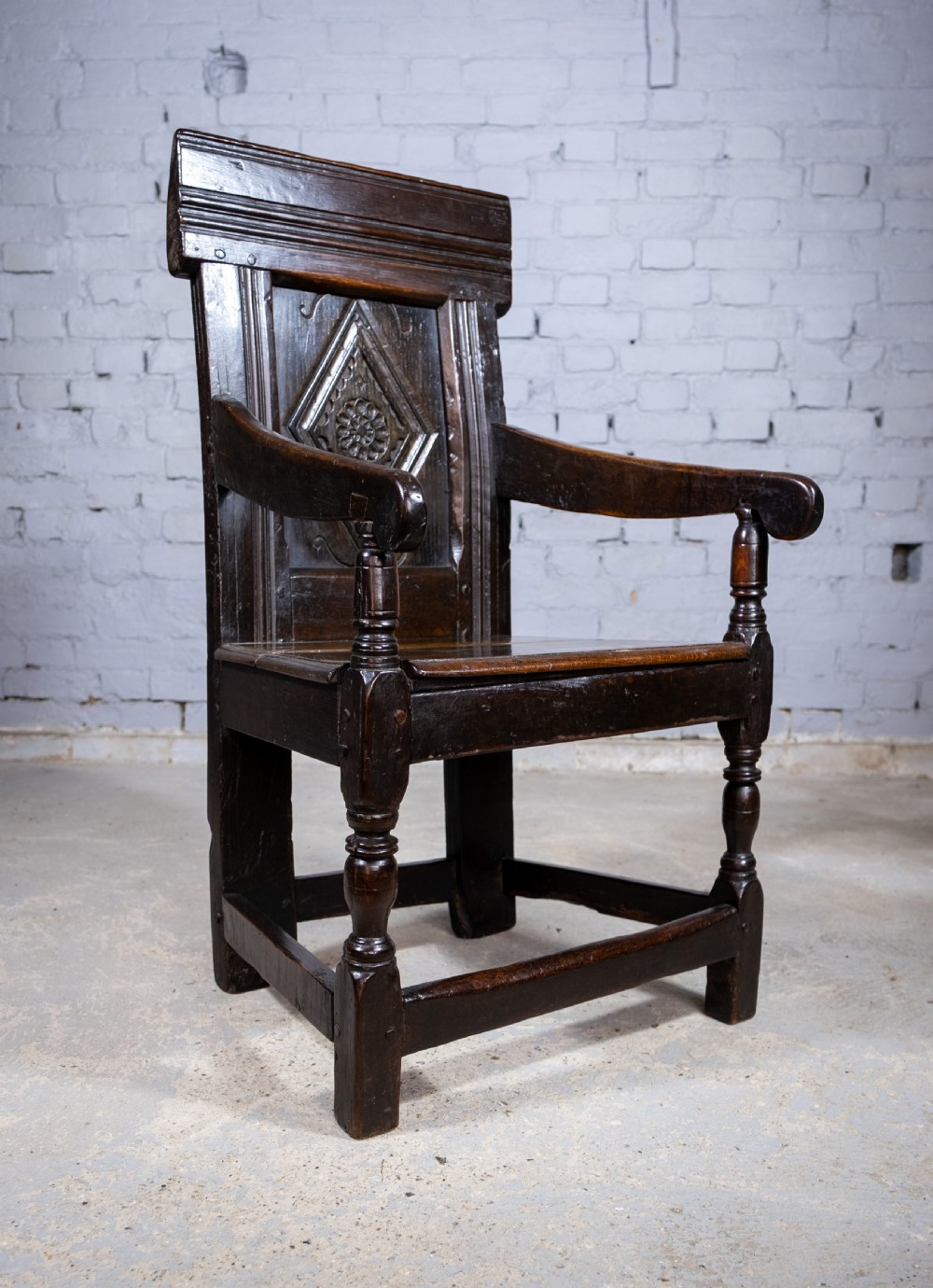Charles I 17th Century Yorkshire Oak Wainscot Chair.