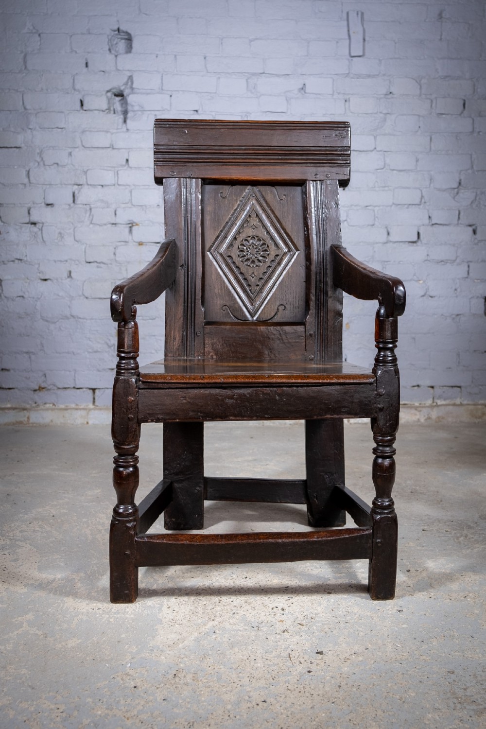 Charles I 17th Century Yorkshire Oak Wainscot Chair. View II