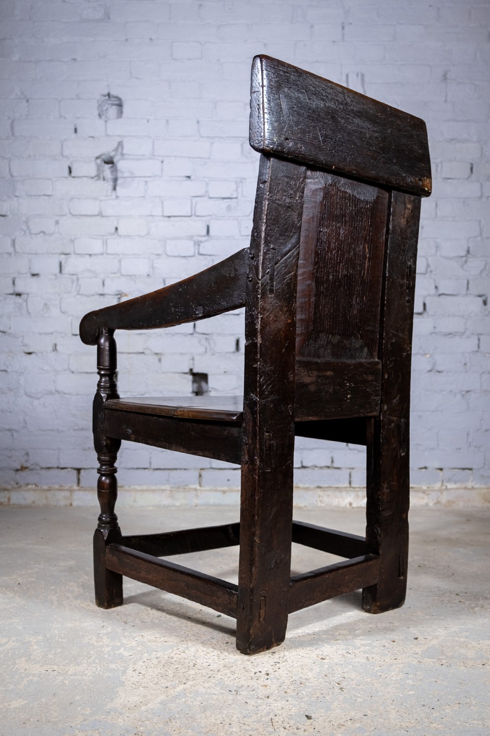 Charles I 17th Century Yorkshire Oak Wainscot Chair. View V