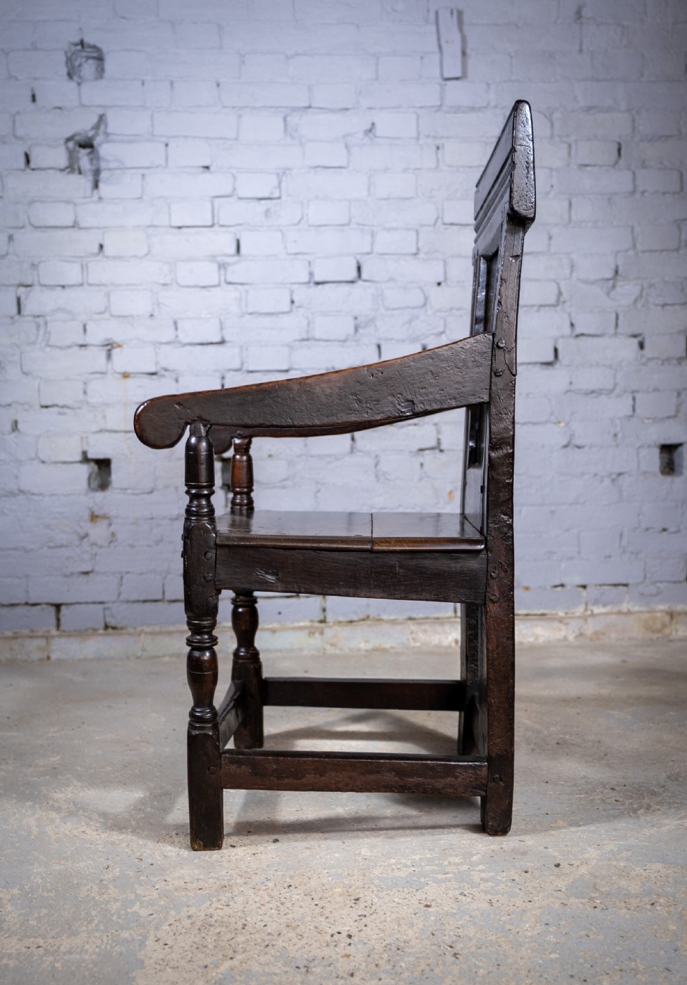 Charles I 17th Century Yorkshire Oak Wainscot Chair. View VII