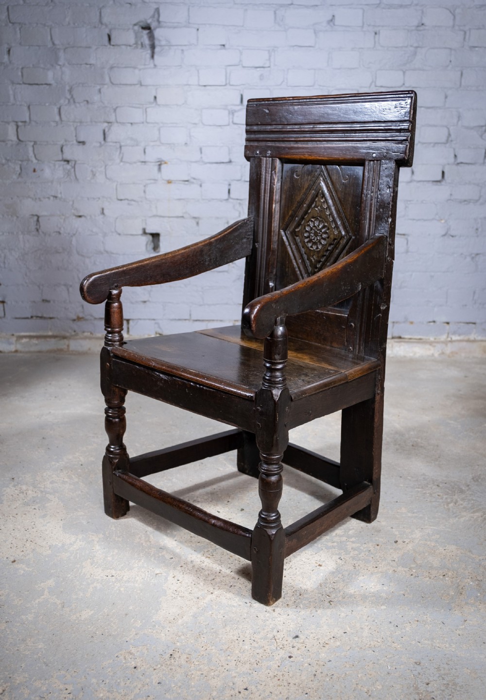 Charles I 17th Century Yorkshire Oak Wainscot Chair. View IX