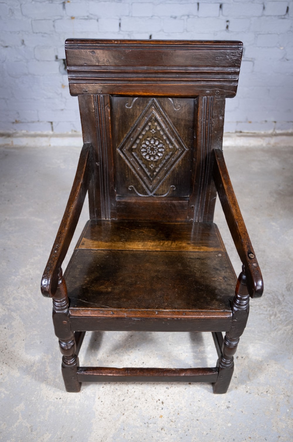 Charles I 17th Century Yorkshire Oak Wainscot Chair. View X