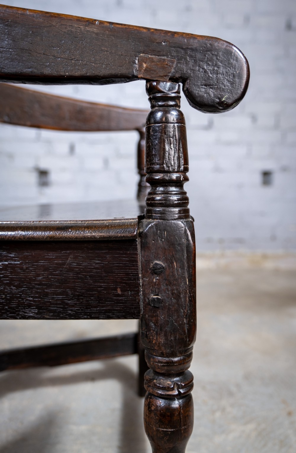 Charles I 17th Century Yorkshire Oak Wainscot Chair. View XI