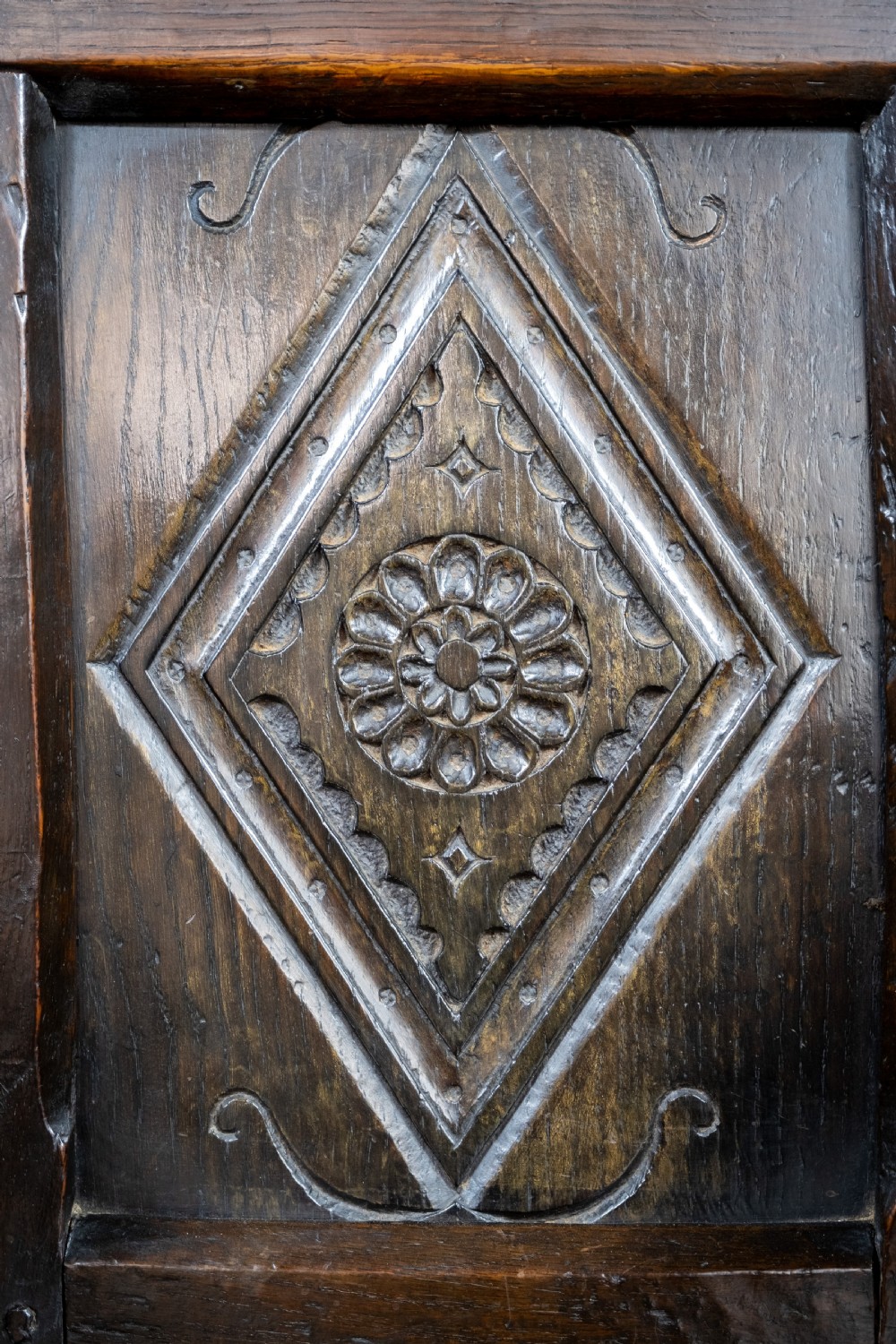 Charles I 17th Century Yorkshire Oak Wainscot Chair. View XIII