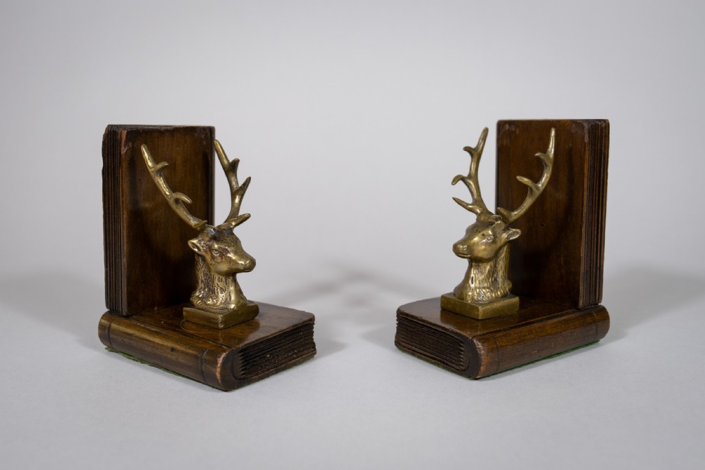 Pair of 19th Century Bronze Stag Bookends