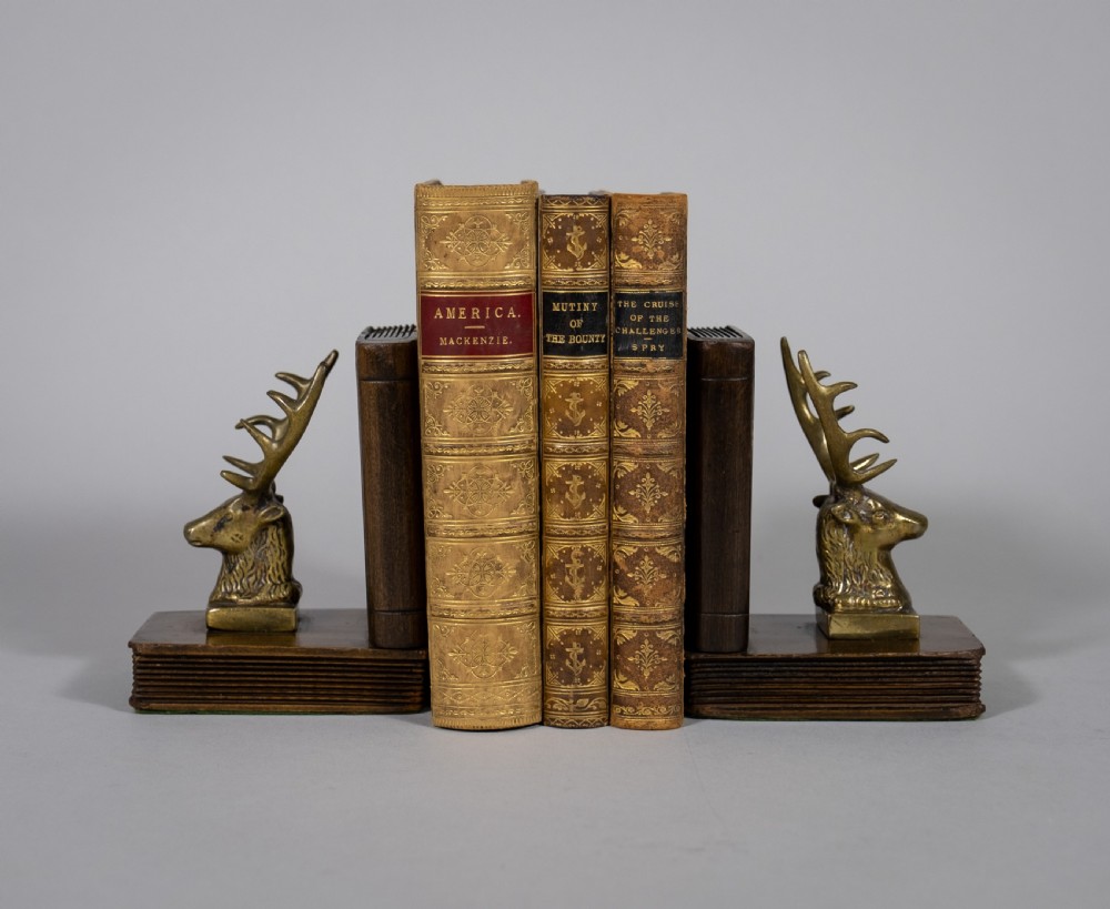 Pair of 19th Century Bronze Stag Bookends View II