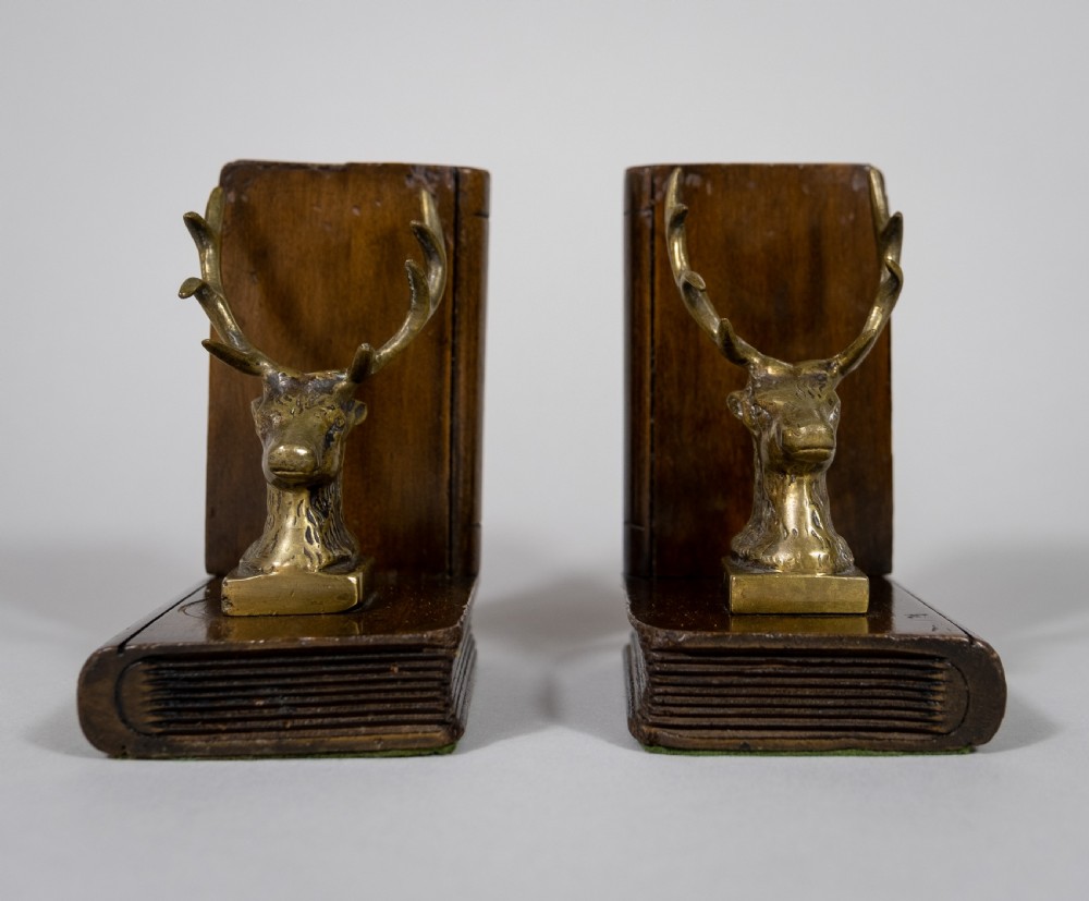 Pair of 19th Century Bronze Stag Bookends View III