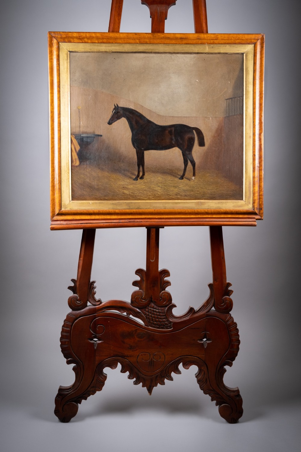 James Clarke (1858-1943) Chestnut Horse In Stable. Oil On Canvas. View II
