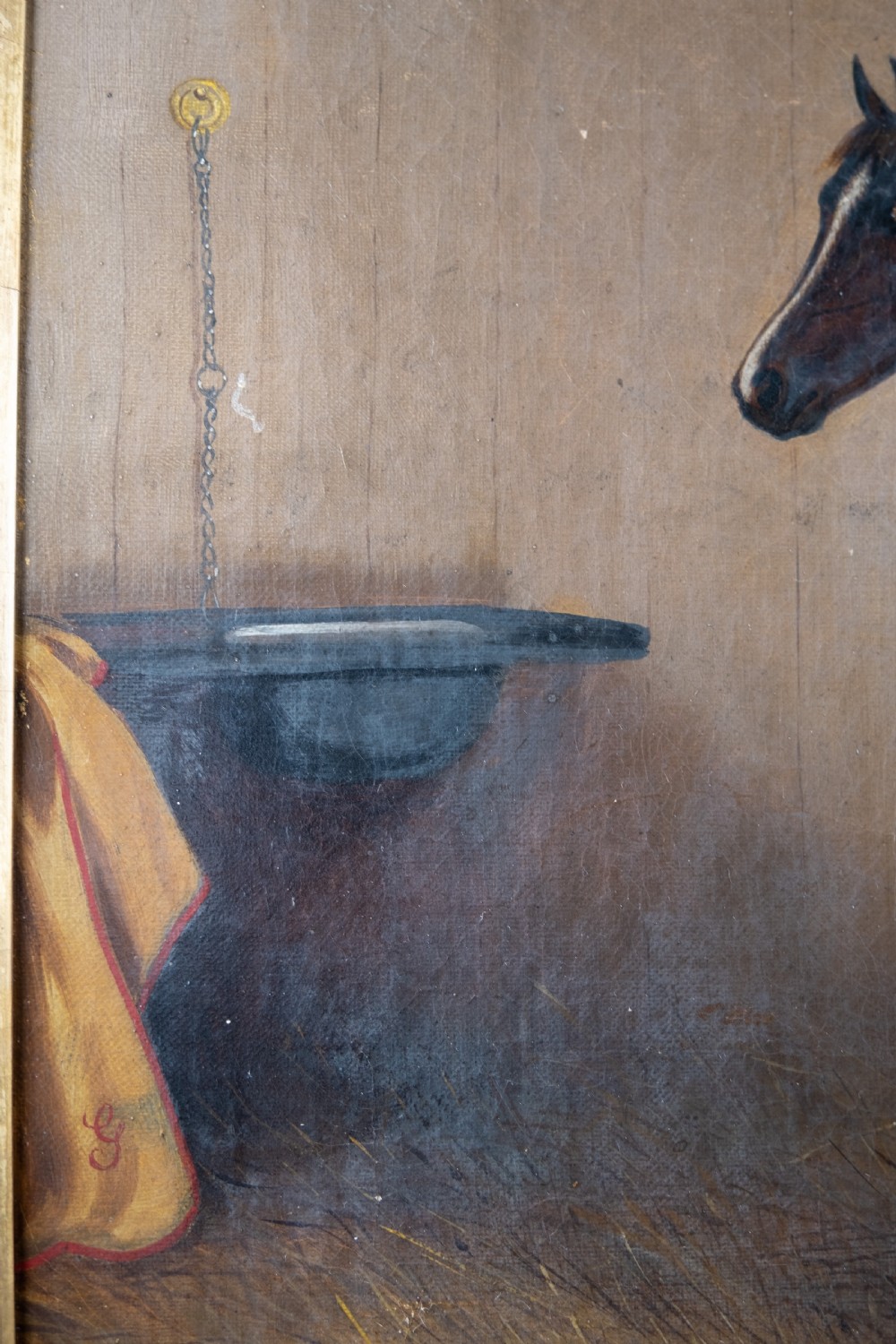 James Clarke (1858-1943) Chestnut Horse In Stable. Oil On Canvas. View VI