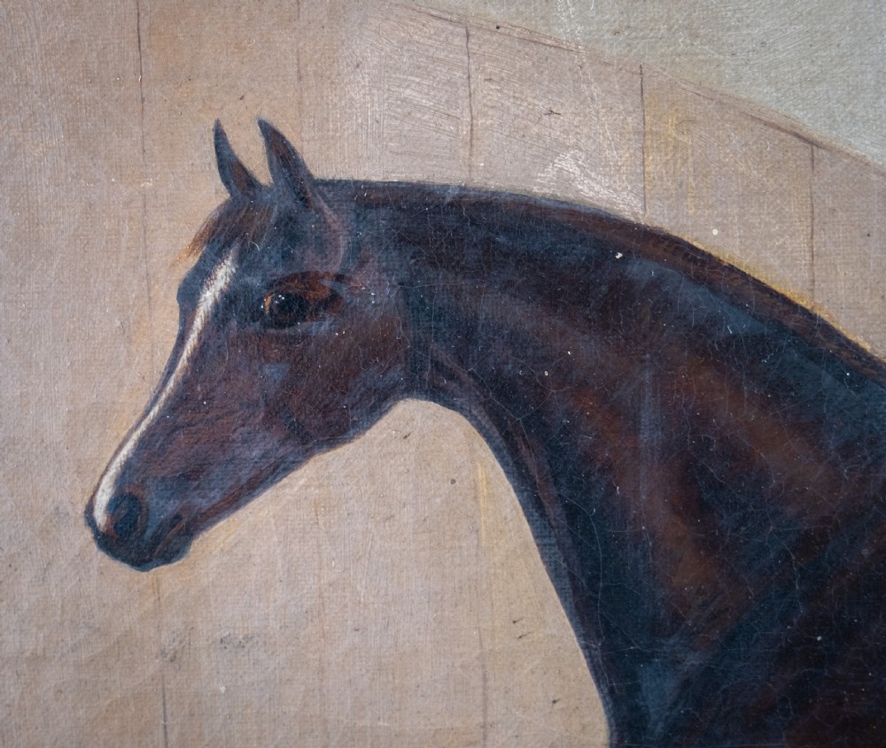 James Clarke (1858-1943) Chestnut Horse In Stable. Oil On Canvas. View VIII