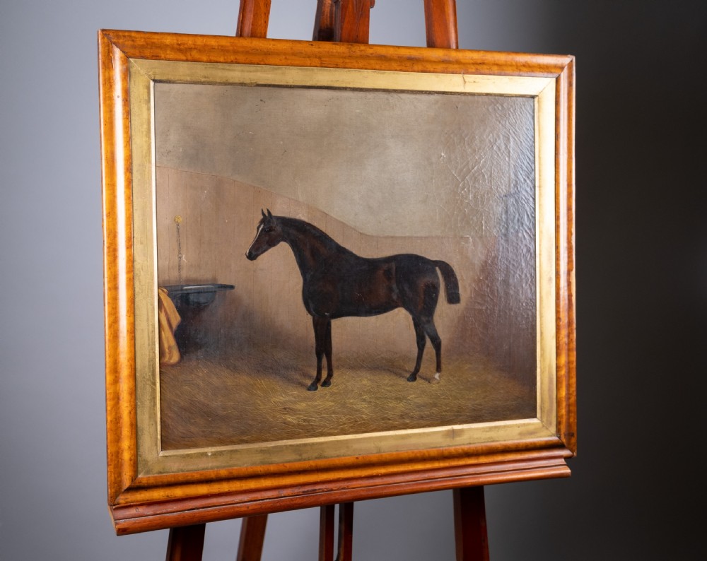 James Clarke (1858-1943) Chestnut Horse In Stable. Oil On Canvas. View XI