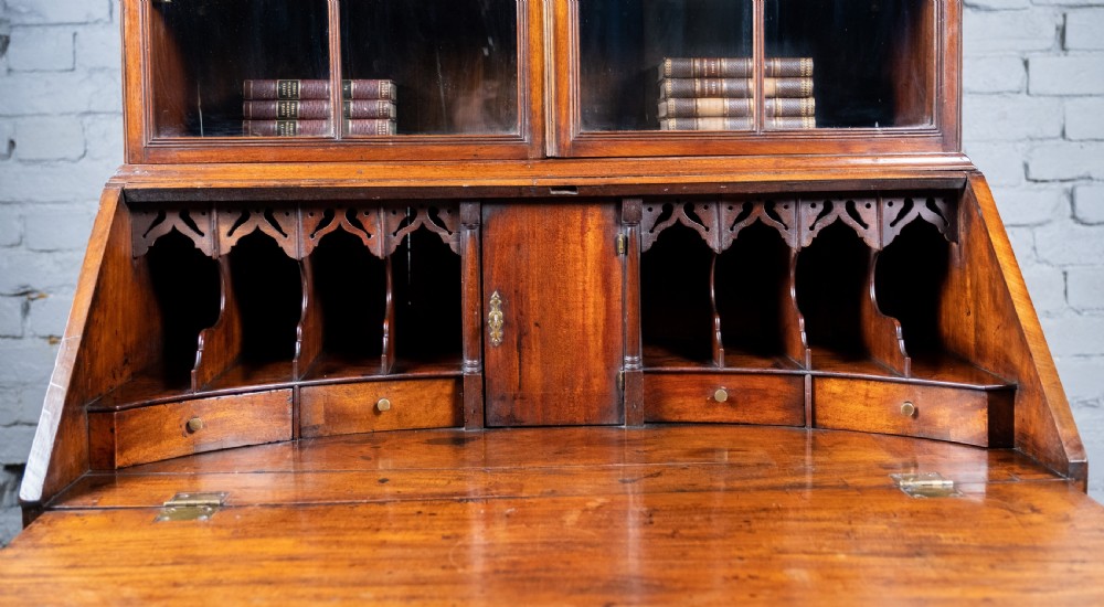 Fine George II Chippendale Period Bureau Bookcase With Bramah Lock. View VIII