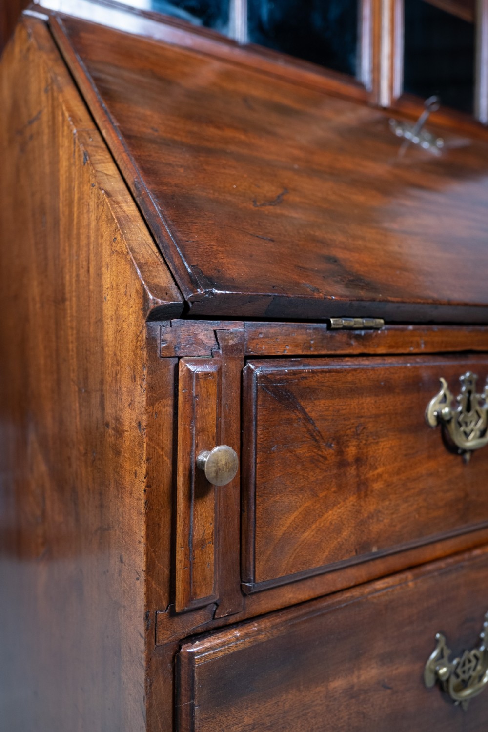Fine George II Chippendale Period Bureau Bookcase With Bramah Lock. View XVIII