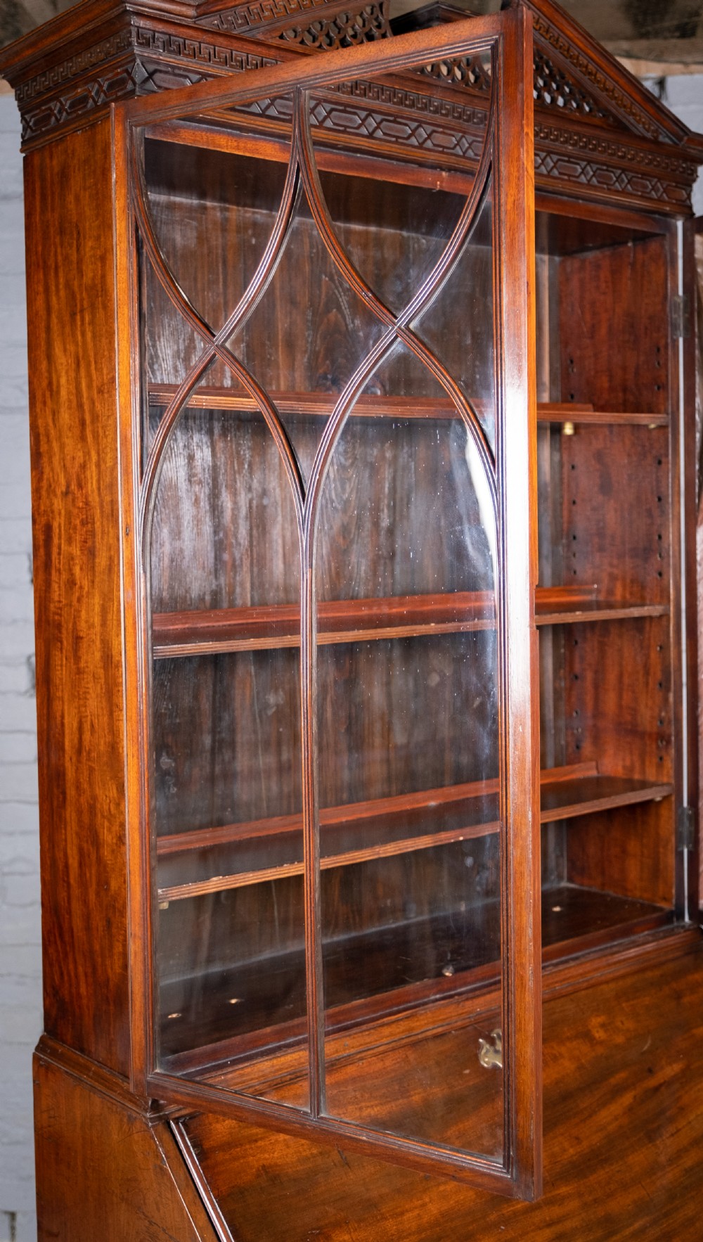 Fine George II Chippendale Period Bureau Bookcase With Bramah Lock. View XIX