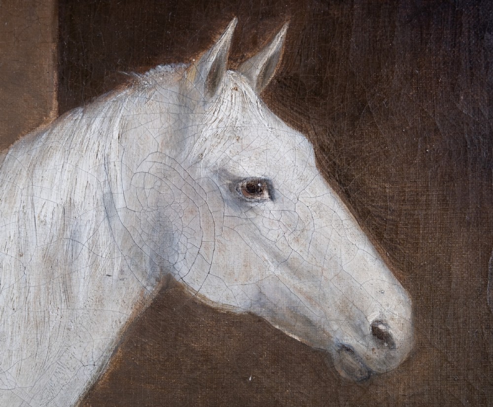 R. Cooper, 1849 - Portrait Of A White Horse In Stable, Signed & Dated. Oil On Canvas. View V