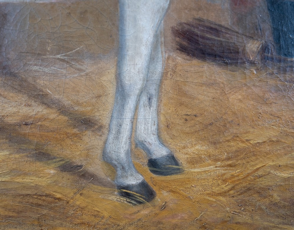 R. Cooper, 1849 - Portrait Of A White Horse In Stable, Signed & Dated. Oil On Canvas. View VII