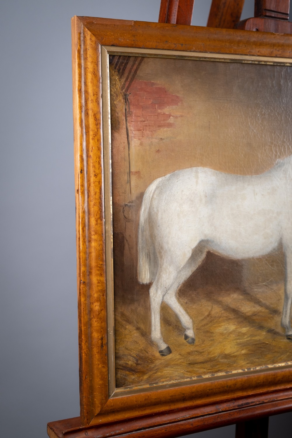 R. Cooper, 1849 - Portrait Of A White Horse In Stable, Signed & Dated. Oil On Canvas. View XI