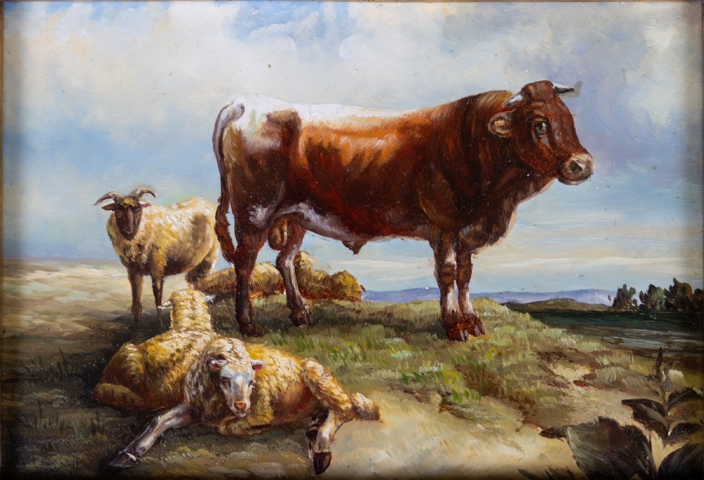 Circle Of Thomas Sidney Cooper (1803-1902) - Cow and Sheep In Landscape. View II