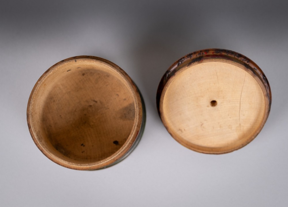 Folk Art 'Thatched Cottage' Polychrome Treen String Box View VII