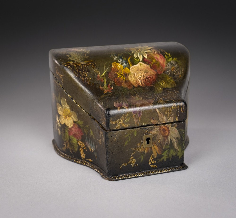 Victorian Papier Mache Painted Stationary Box, c.1870