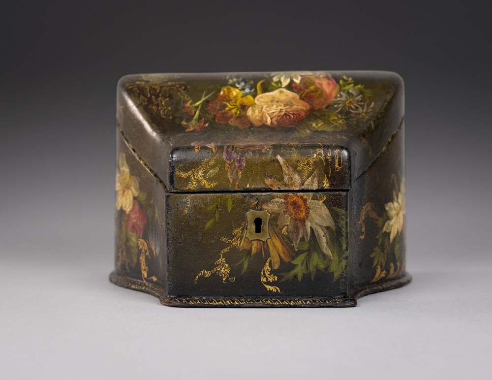 Victorian Papier Mache Painted Stationary Box, c.1870 View II
