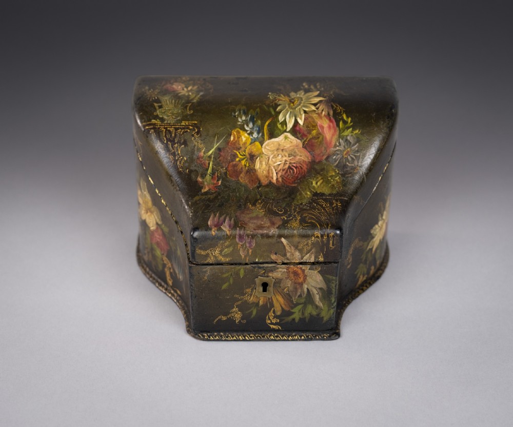 Victorian Papier Mache Painted Stationary Box, c.1870 View III