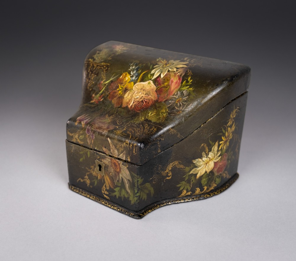 Victorian Papier Mache Painted Stationary Box, c.1870 View IV